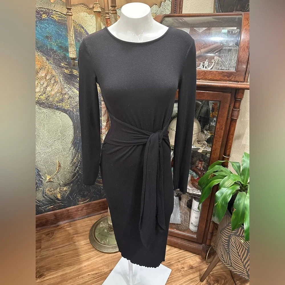 Forever 21 Long Sleeve Ribbed Knit Bodycon Sweater Dress Black - Picture 4 of 6